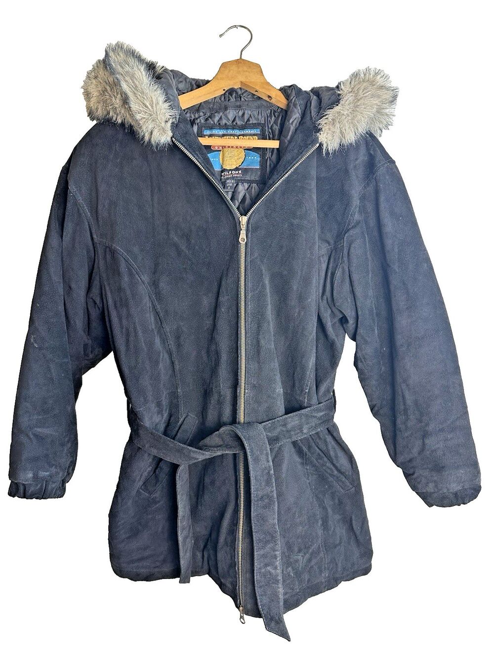 Vintage Wilson's Leather Adventure Bound Women’s S Black Suede Jacket Faux Fur